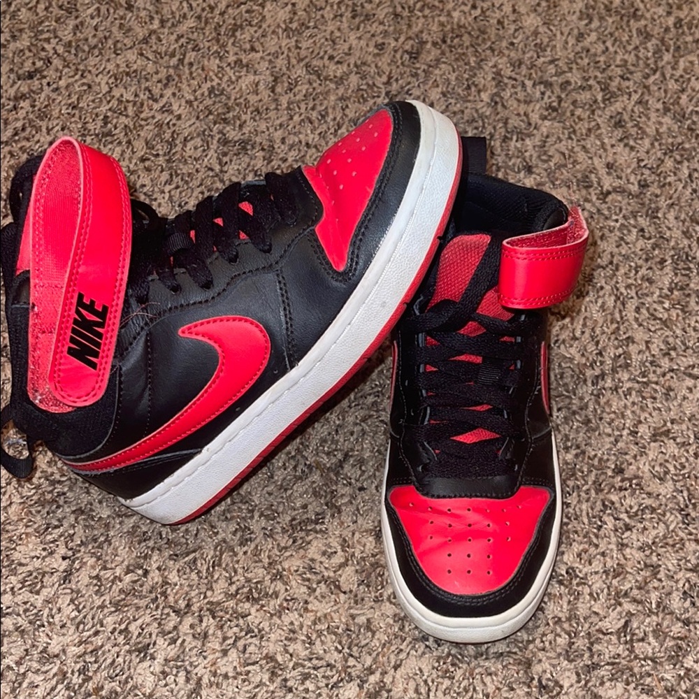 Nike Kids Red and Black High-Top Sneakers